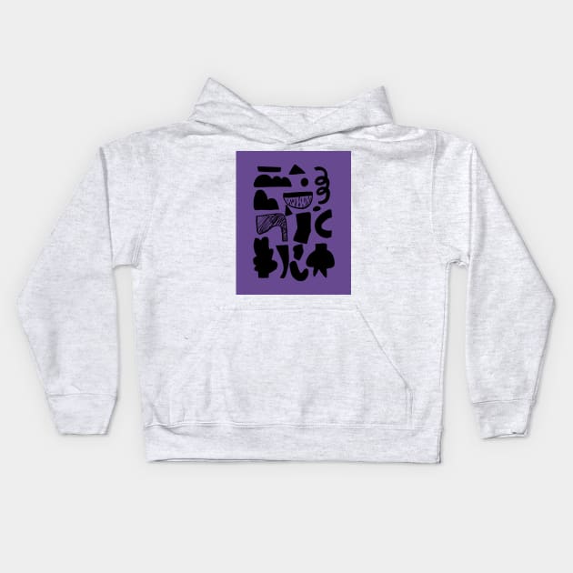 abstract figures on ultra violet background Kids Hoodie by ulyanaandreeva